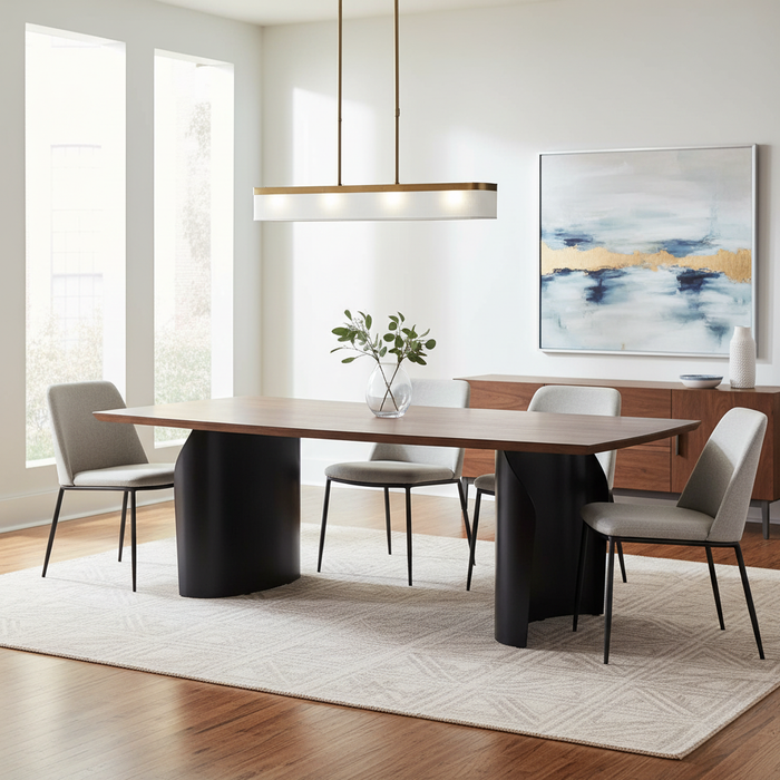 Ronal Rectangular Acacia Veneer Dininig Table