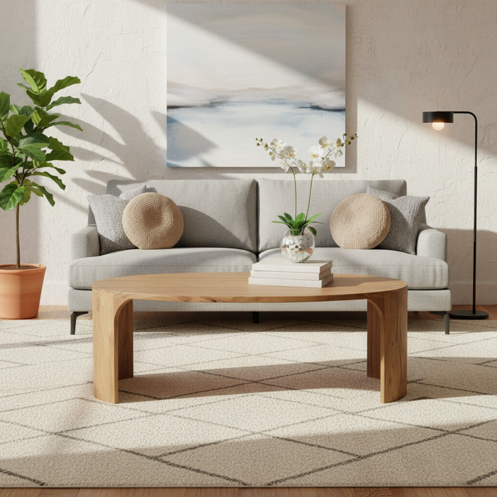 Aria Acacia Wood Oval Coffee Table