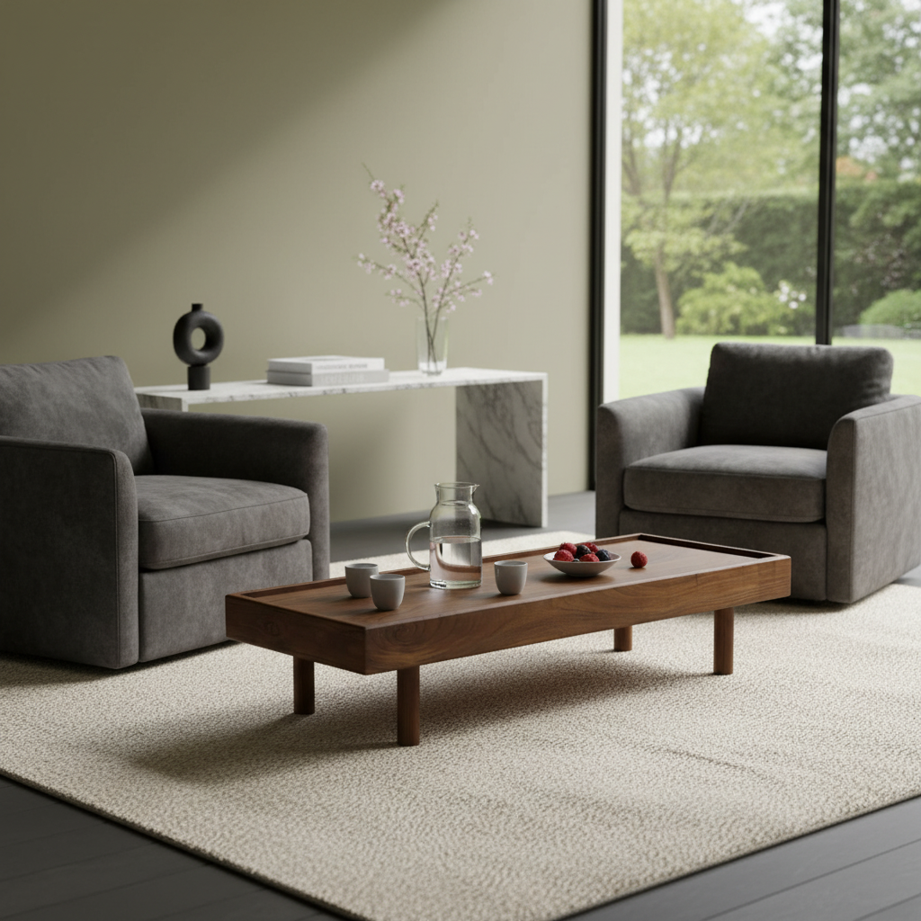 Alonsa Acacia Wood Coffee Table — Strip Pine — 2401-045
