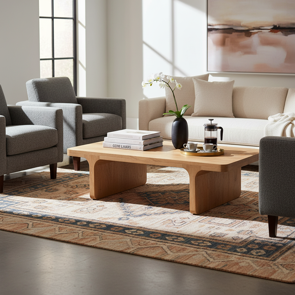 Santiago Mango Wood Coffee Table — Light Pecan Wire Brush — 2401-057