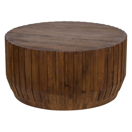 Barrel Mango Wood Round Coffee Table — SB Light Chestnut — 2406-024