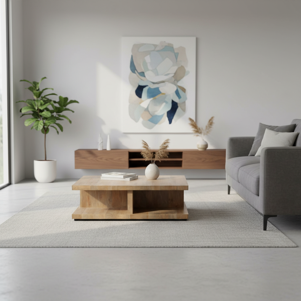 Fens Rectangular Mango Wood Coffee Table — TC WB VINTAGE / Black Iron — 2409-025