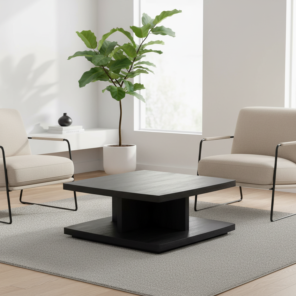 Marco Mango Wood Square Coffee Table — SB Black — 2410-005