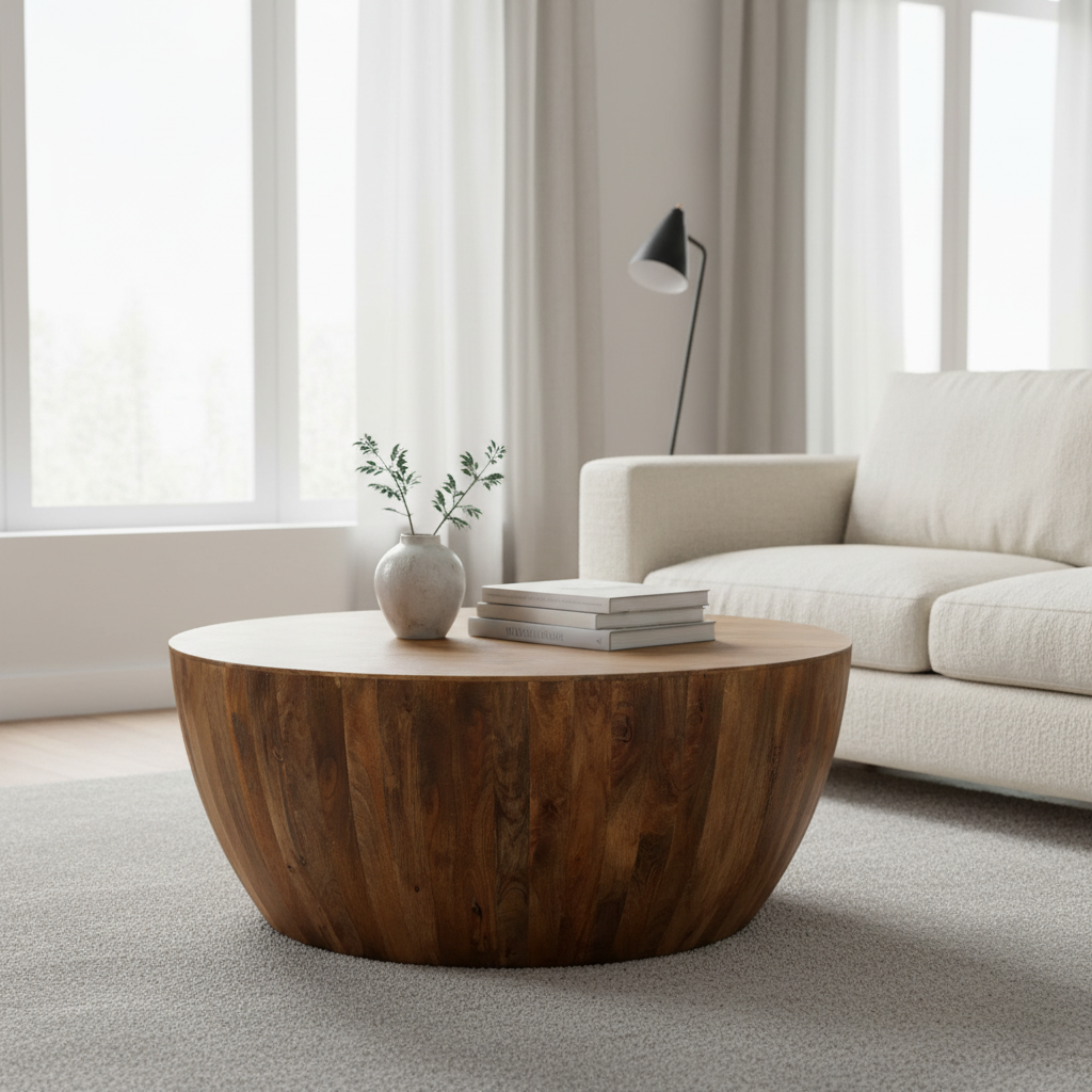 Hampton Mango Wood Round Coffee Table — 10% Chestnut — 2410-101