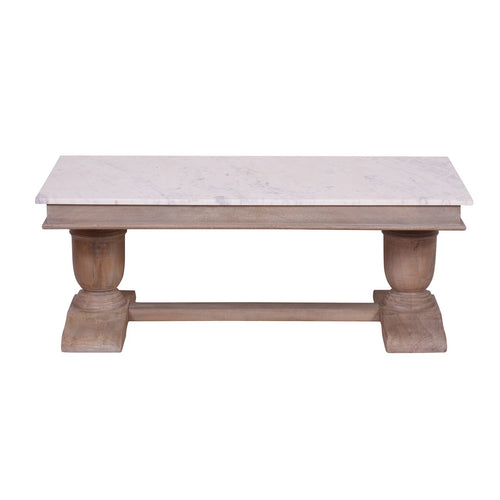 Adelaide Mango Wood Marble Top Coffee Table — Salvage / White Marble — ADLCT49-S