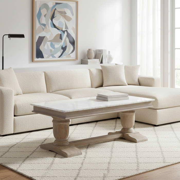Adelaide Mango Wood Marble Top Coffee Table