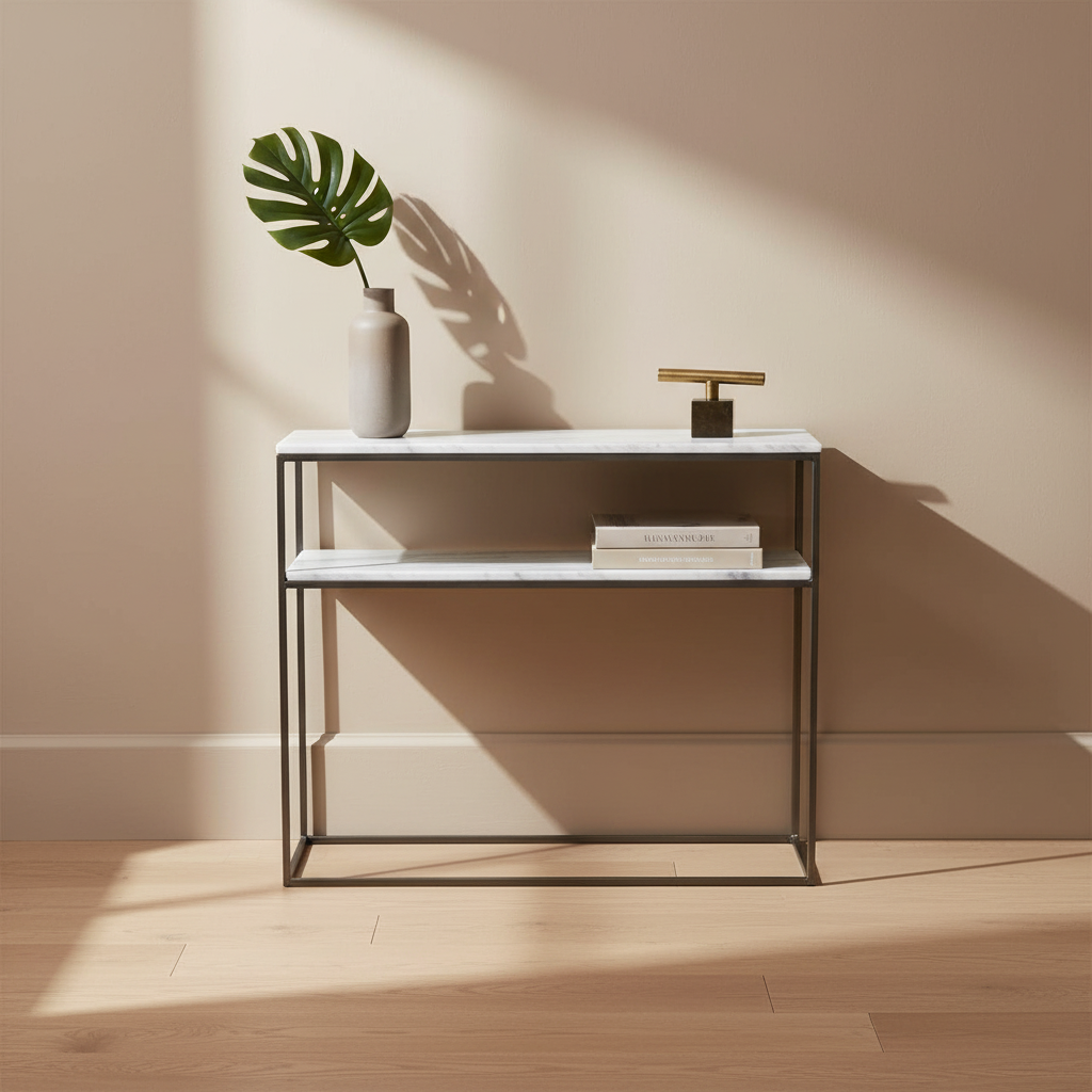 Keywest Marble Console Table — Black / White — KWMCO35-BK