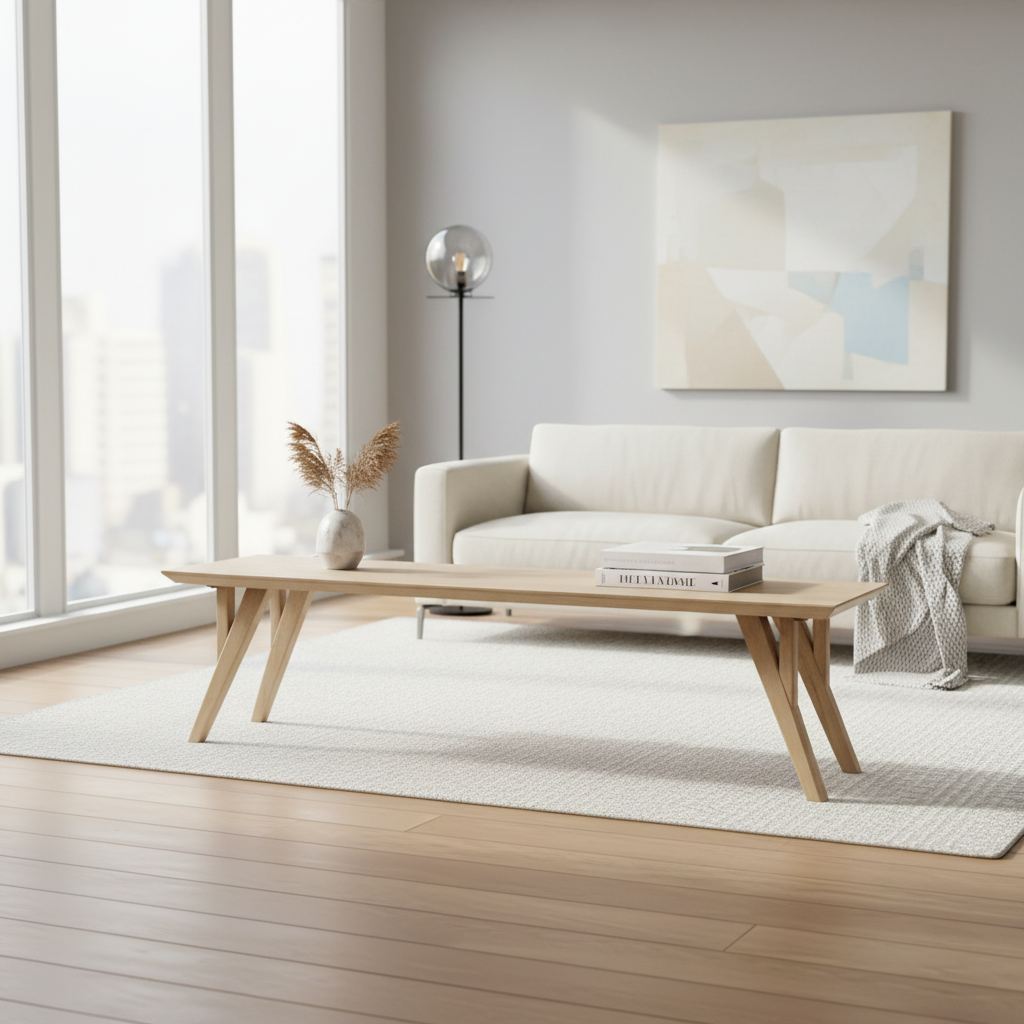 Mid Century Mango Wood Dining Bench — TC Natural Oak — MCBH70-TCN