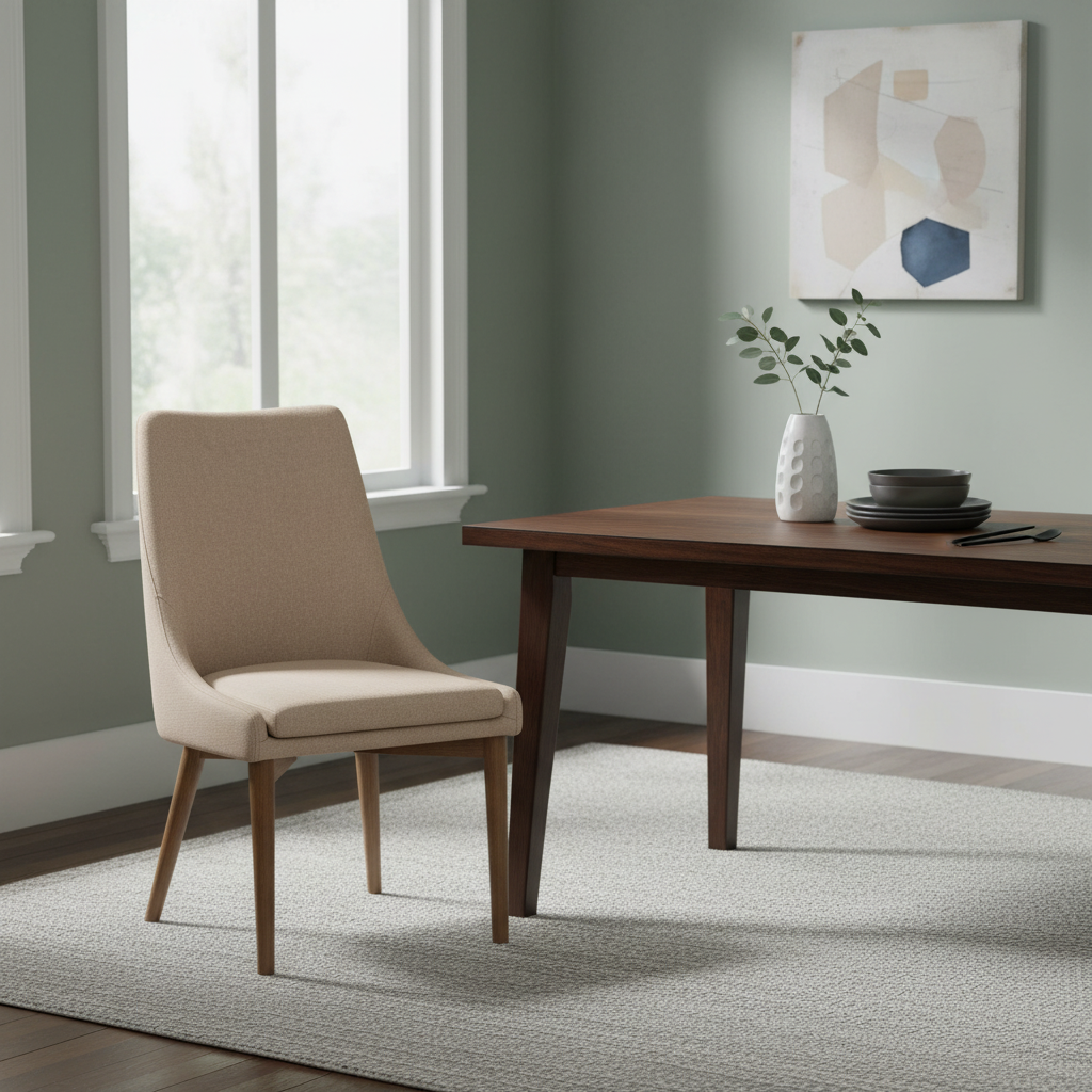 Costanza Fabric Ash Wood Dining Chair — Beige / Washed Walnut — OP-1191